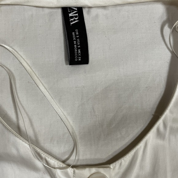 Zara White Poplin Dress W' Front Pockets Minimalist 100% Cotton - Picture 6 of 9